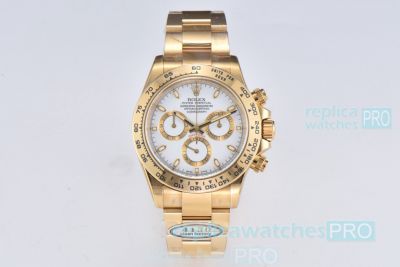 1:1 Super clone Rolex 116508 Daytona All Yellow gold White Dial Clean 4130 Daytona